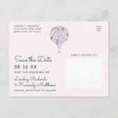Hand Lettered Love Lavendel Ballon Save the Date Aankondigingskaart (Achterkant)