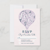 Hand Lettered Love Lavendel Bruiloft RSVP Antwoord (Voorkant)