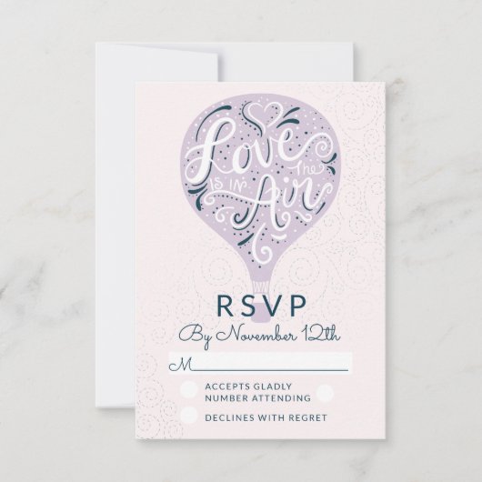 Hand Lettered Love Lavendel Bruiloft RSVP Antwoord (Voorkant)