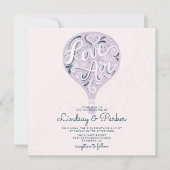Hand Lettered Love Lavendel Paarse Bruiloft Vierka Kaart (Voorkant)