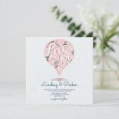 Hand Lettered Love Licht Roze Bruiloft Vierkant Kaart (Staand voorkant)