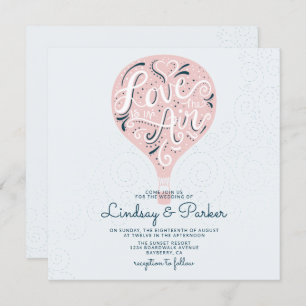 Hand Lettered Love Licht Roze Bruiloft Vierkant Kaart