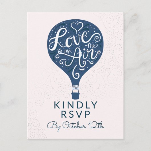 Hand Lettered Love Navy Bruiloft Maaltijd Keuze RS Briefkaart (Voorkant)