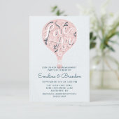 Hand Lettered Love Pink Balloon Engagement Party Kaart (Staand voorkant)