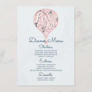 Hand Lettered Love Roze Ballon Bruiloft Diner Menu