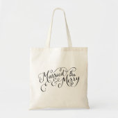 Hand Lettered Married and Merry Pas getrouwd Holid Tote Bag (Voorkant)