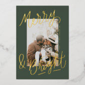 Hand-lettered Merry & Bright Photo Overlay Folie Feestdagenkaart (Voorkant)