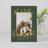 Hand-lettered Merry & Bright Photo Overlay Folie Feestdagenkaart (Staand Voorkant)