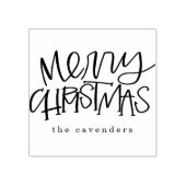 Hand Lettered Merry Christmas Custom Name Stamp Rubberstempel (Afrduk)