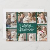 Hand-Lettered Merry Christmas Green 7 Foto Feestdagenkaart (Voorkant)