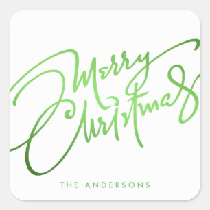 HAND-LETTERED MERRY CHRISTMAS HOLIDAY STICKER