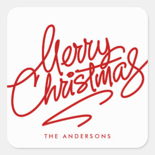 HAND-LETTERED MERRY CHRISTMAS HOLIDAY STICKER