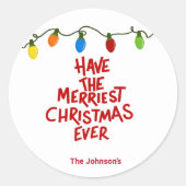 Hand Lettered Merry Christmas Round Sticker (Voorkant)
