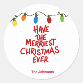 Hand Lettered Merry Christmas Round Sticker