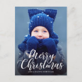 Hand Lettered Merry kerstfoto Briefkaart (Voorkant)
