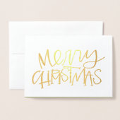 Hand Lettered Merry Kerstmis Foil Kaart (Voorkant met envelop)