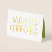 Hand Lettered Merry Kerstmis Foil Kaart (Voorkant)