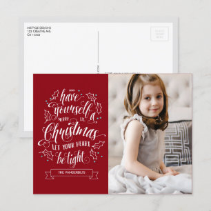 Hand Lettered Merry Li'l Kerstfeestay Feestdagenkaart