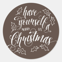 Hand Lettered Merry Li'l Kerstfeestay | Ronde Sticker