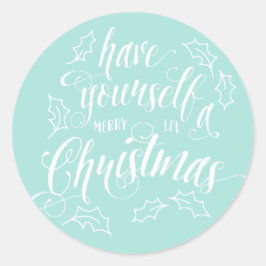 Hand Lettered Merry Li'l Kerstfeestay | Ronde Sticker
