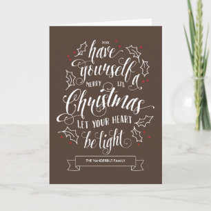 Hand Lettered Merry Li'l Kerstfeestdag gevouwen Feestdagen Kaart