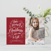 Hand Lettered Merry Li'l Kerstmis 1 Feestdagenkaart (Staand voorkant)