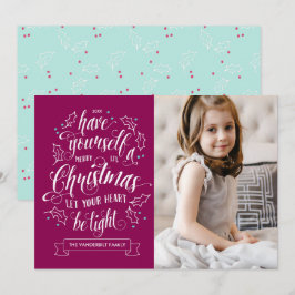 Hand Lettered Merry Li'l Kerstmis 1 Feestdagenkaart