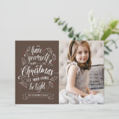 Hand Lettered Merry Li'l Kerstmis 1 Feestdagenkaart (Staand voorkant)