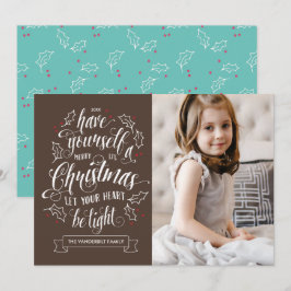 Hand Lettered Merry Li'l Kerstmis 1 Feestdagenkaart