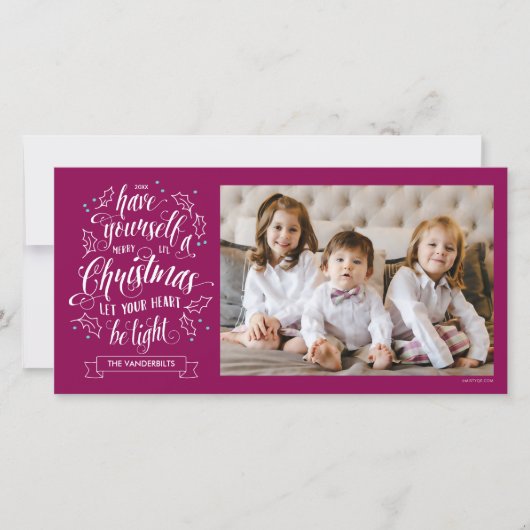 Hand Lettered Merry Li'l Kerstmis One Sided Feestdagenkaart (Voorkant)