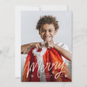 Hand Lettered Merry Starry Snowflake Photo Feestdagenkaart (Voorkant)