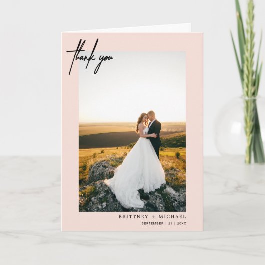 Hand-Lettered Modern Blush Pink Bedankt (Voorkant)
