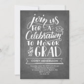 Hand Lettered Modern Chalkboard Graduation Party Kaart (Voorkant)
