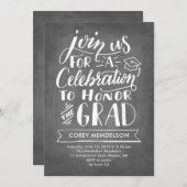 Hand Lettered Modern Chalkboard Graduation Party Kaart (Voorkant / Achterkant)