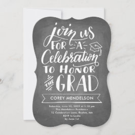 Hand Lettered Modern Chalkboard Graduation Party Kaart