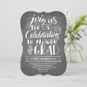 Hand Lettered Modern Chalkboard Graduation Party Kaart (Staand voorkant)
