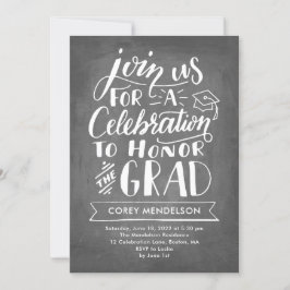 Hand Lettered Modern Chalkboard Graduation Party Kaart
