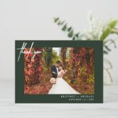 Hand-Lettered Modern de Groen van de Foto van de M Bedankkaart (Staand voorkant)