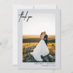 Hand-lettered modern eenvoudig foto grijs bedankkaart