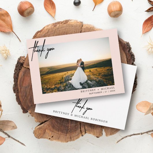 Hand-lettered Modern Foto Bedankt Roze