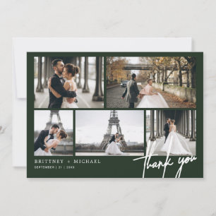 Hand-Lettered Modern Foto Collage Forest Green Bedankkaart