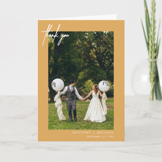 Hand-lettered modern geel bedankkaart (Voorkant)