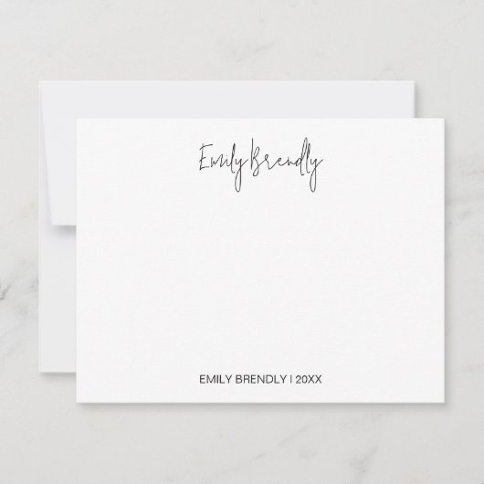 Hand Lettered Modern Minimal White Flat Note Card Notitiekaartje (Voorkant)