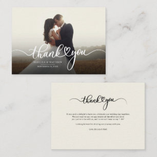 Hand Lettered Modern Wedding Foto Hartelijk dank Notitiekaartje