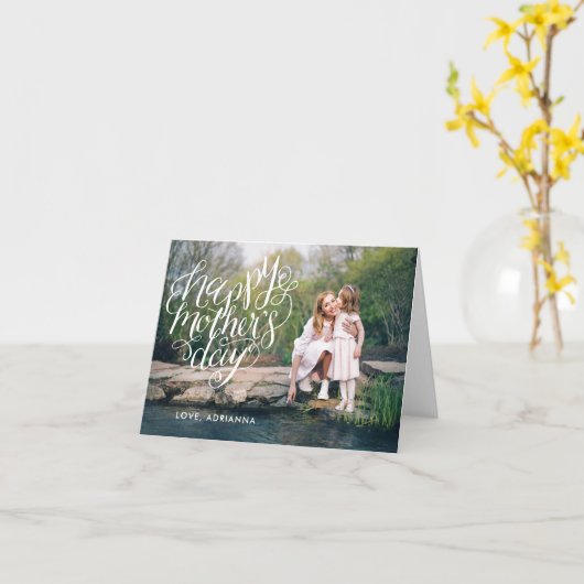 Hand Lettered Moederdag Typografie Foto Kaart (Gele Bloem)