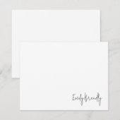 Hand Lettered Name Minimalist White Flat Note Card Notitiekaartje (Voorkant / Achterkant)