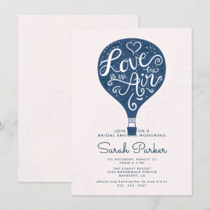 Hand Lettered Navy Hete Luchtballon Vrijgezellenfe Kaart