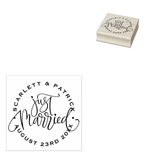 Hand Lettered Net huwelijkskondiging Rubberstempel (Gestempeld)