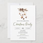 Hand-Lettered Neutral Olive Ivory Christmas Party Kaart (Voorkant)