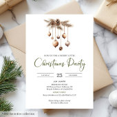 Hand-Lettered Neutral Olive Ivory Christmas Party Kaart